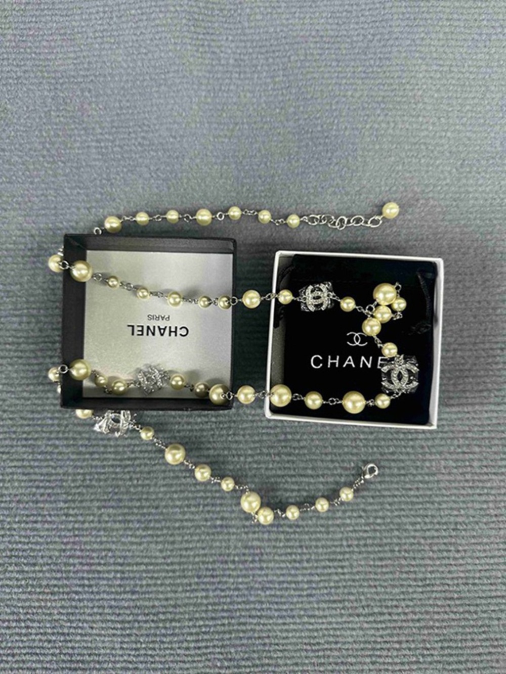 Chanel CC Crystal Pearl Long Necklace